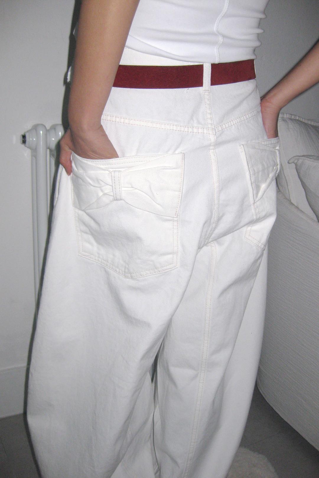 Ribbon back pocket wide pants