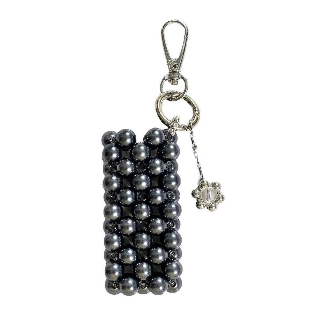 [r-o-m] Bead Bag Keyring 14.navy pearl