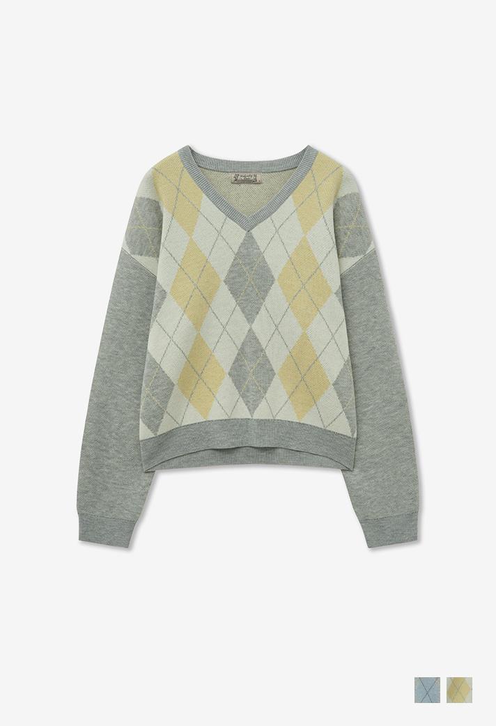 시에 아가일 울 블렌드 니트_CREAM(WC25-KN47)