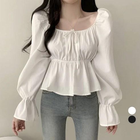 라라벨 여성용 블라우스 투웨이 오프숄더 셔링 퍼프 스트랩 스모크밴딩 긴팔 로맨틱 블라우스 - 상의류 | 쿠팡