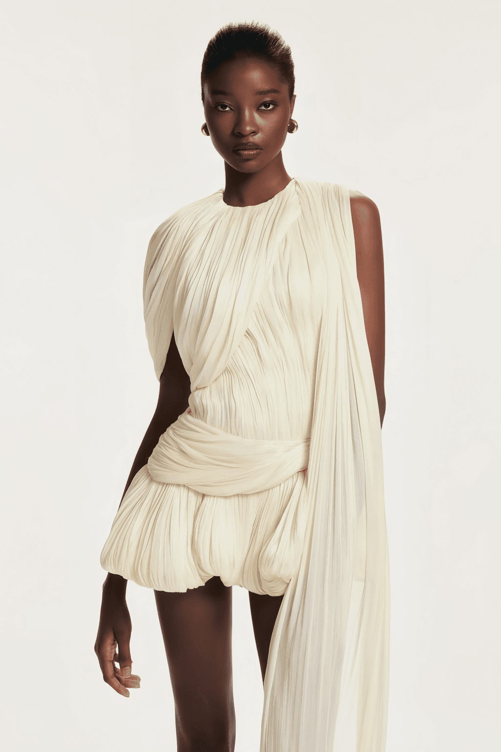 Cyrielle pleated ribbon-design mini dress