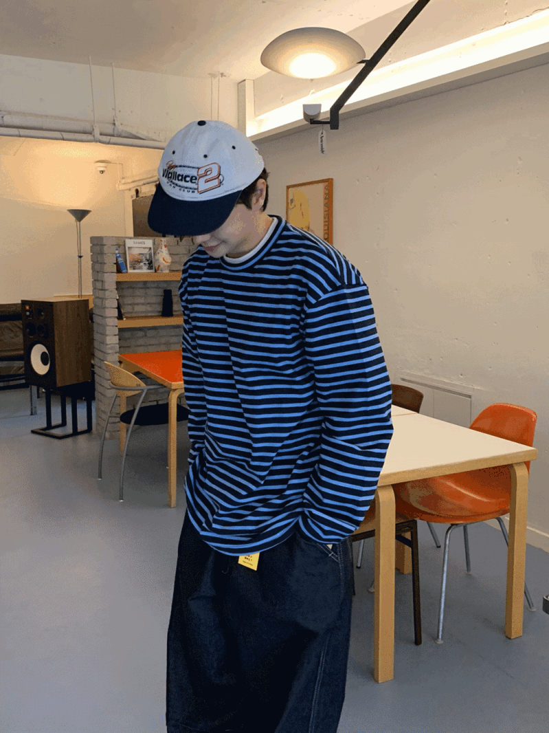 퓨어 스트라이프 박스 티 (3color)