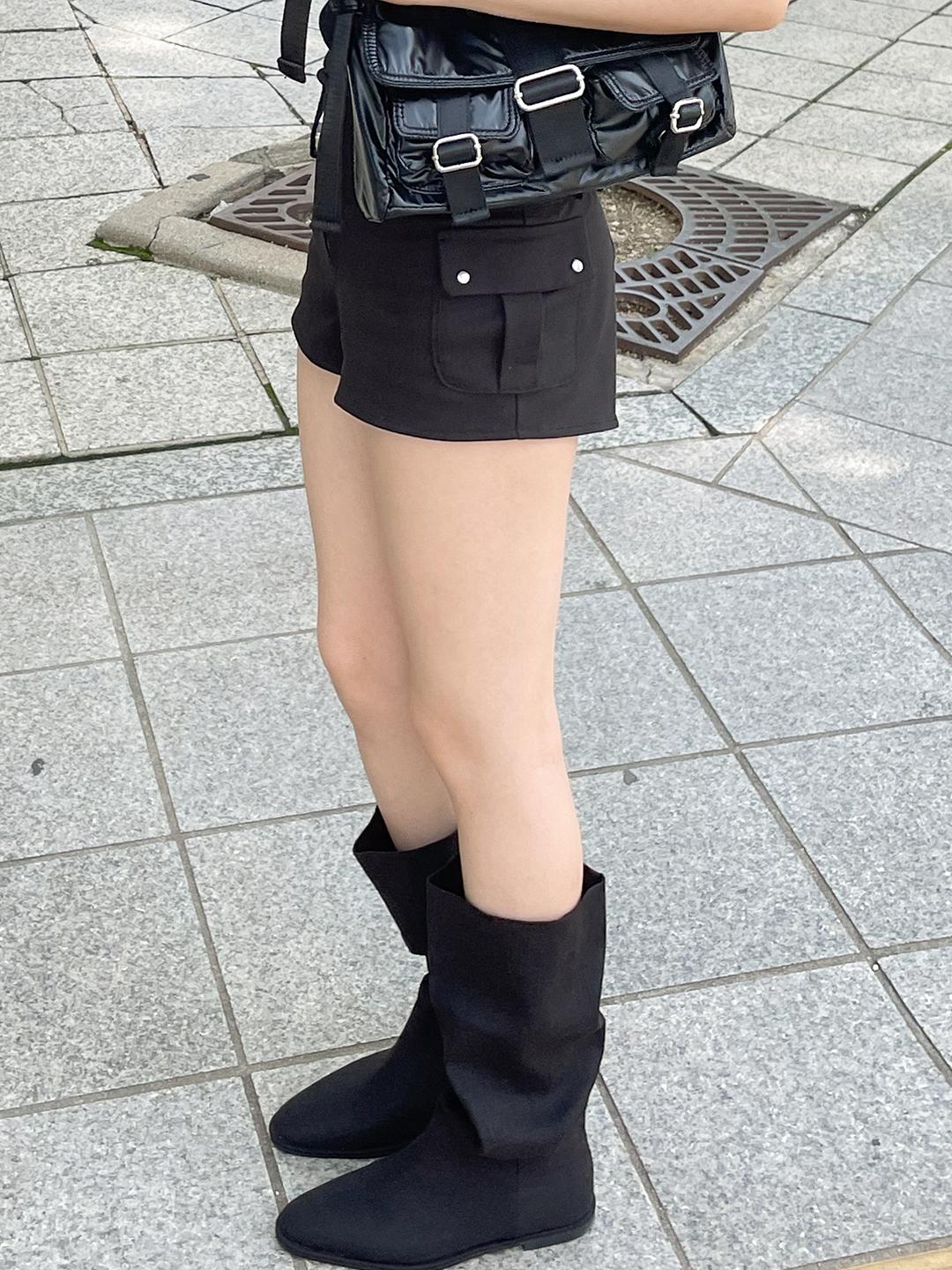 미야오 wrinkle linen middle boots