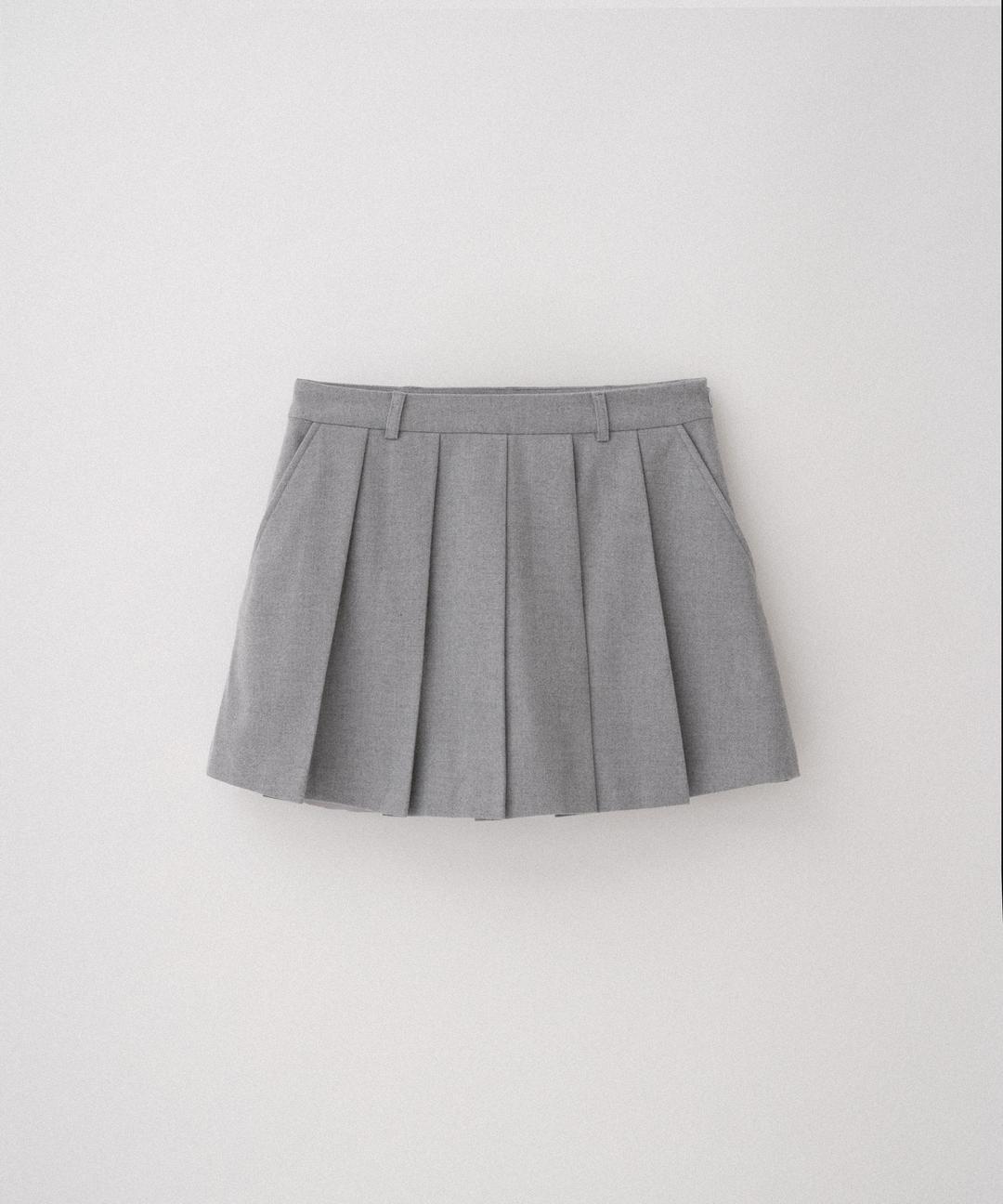 울 플리츠 치마 바지 (gray)