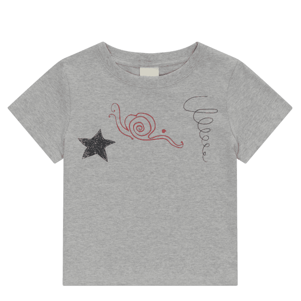 RED SNAIL CROP TEE-GRAY
