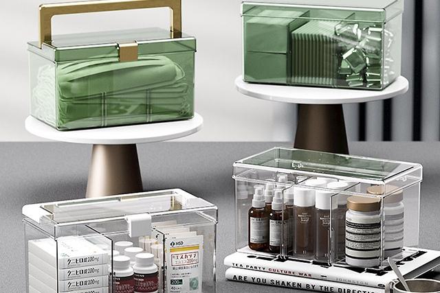 모던 손잡이 달린 아크릴 구급상자 화장품 정리함