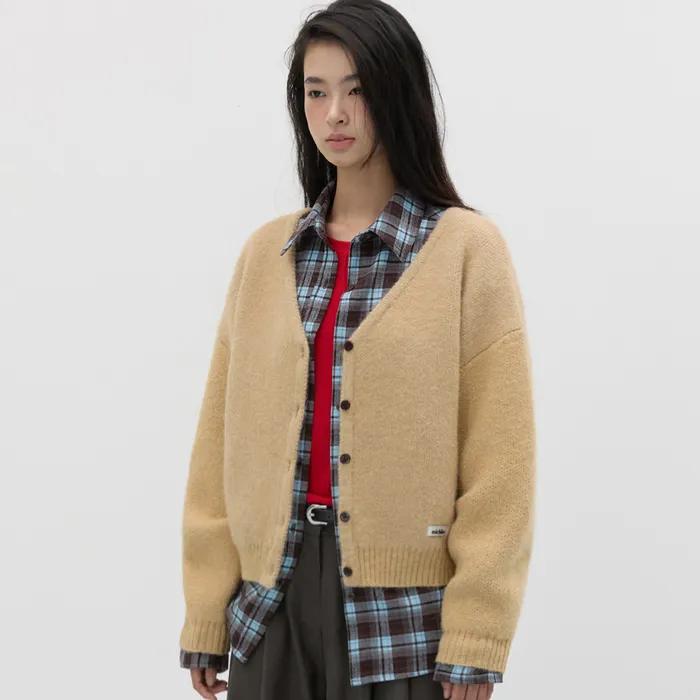 HEAVY WOOL KNIT CARDIGAN HONEY BEIGE