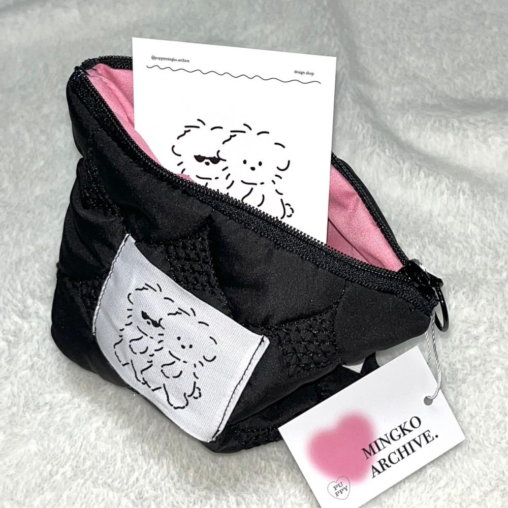 밍코아카이브 - 하트 쿠션 파우치 black