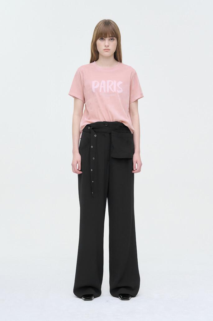 [TIME] 벨벳 플로킹 레터링 티셔츠