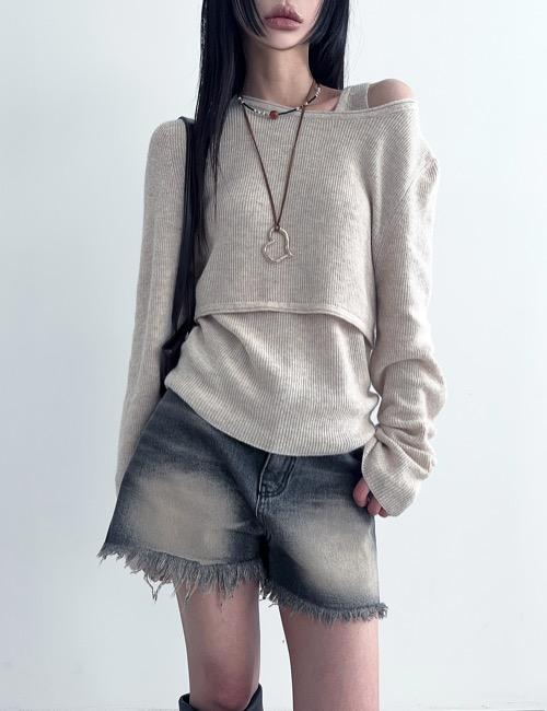 로웨어 soft two way bollero knit set