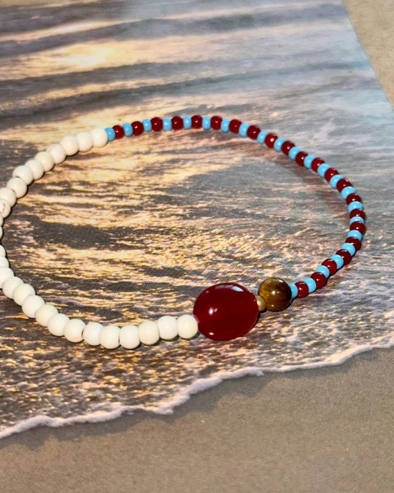 [너뜨] 터키블루&딥레드 에스닉 팔찌