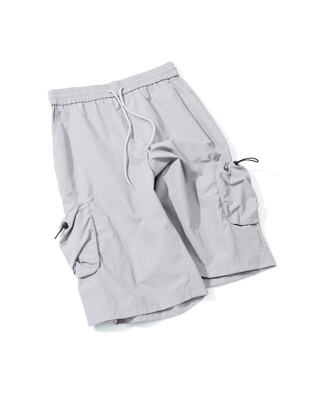 [MEGA]벌룬 나일론 카고 카펜터 밴딩 숏츠 [LGRAY]_SEPT065LGRAY