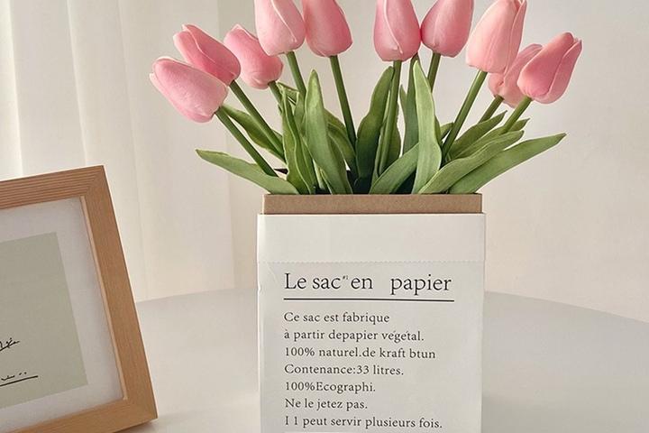 크라프트 레터링 페이퍼백 화분 커버 종이 수납 정리