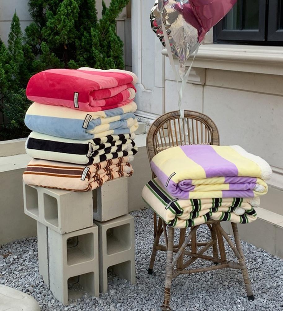 피비씨비 이중 스트라이프 블랭킷 담요 6color 옥스포드 겨울 양털 모던 배색 줄무늬 캠핑 차박 감성