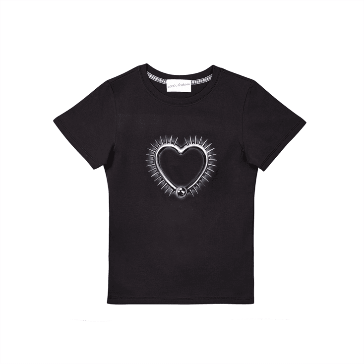SPIKE HEART T SHIRTS (BLACK)