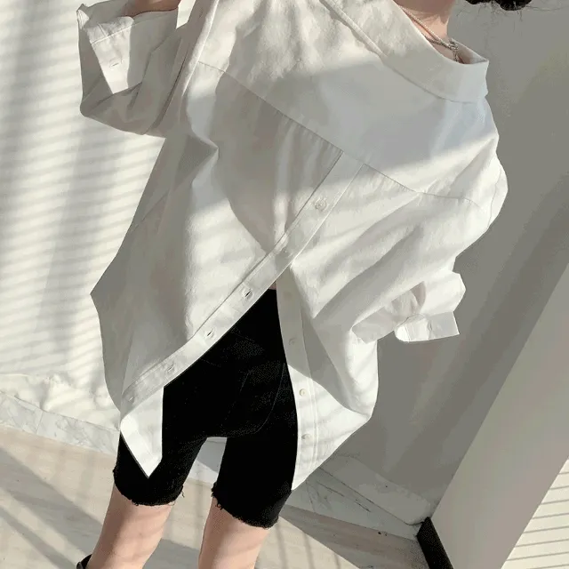 [컬러추가/주문폭주] 백버튼 루즈핏 셔츠 (4color)