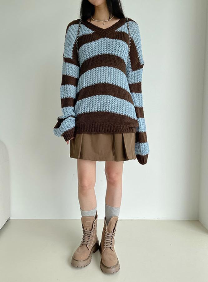 (오늘출발) 레니 스트라이프 오버핏니트(영상)