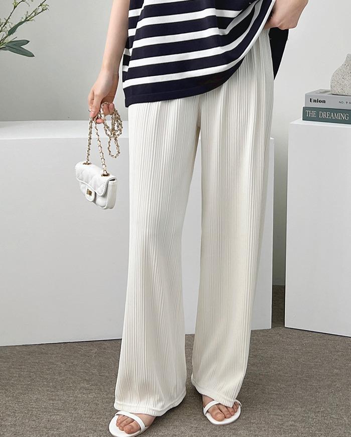 태그 플리츠 밴딩팬츠