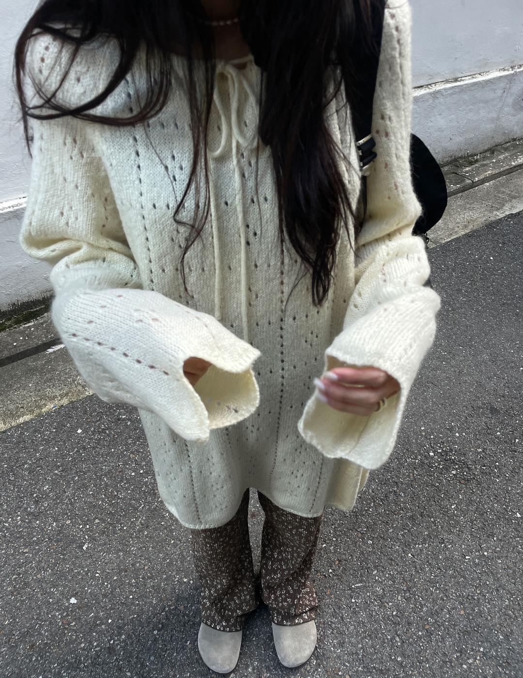 ribbon knit  one-piece