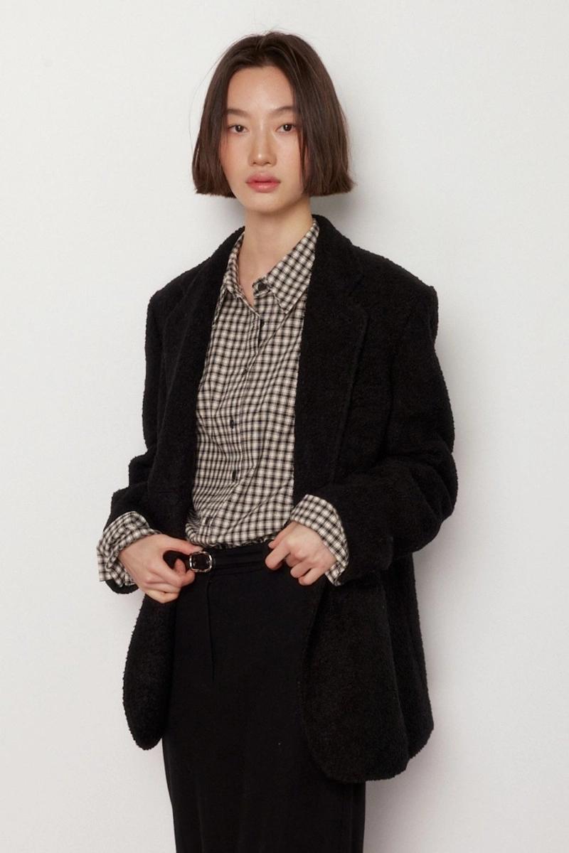 OHKUKKA - [13차 리오더] 시그니처 오버핏 울 자켓 - 블랙