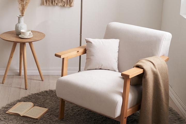 SLO 슬로 1인용 원목 아쿠아스웨이드 패브릭 소파