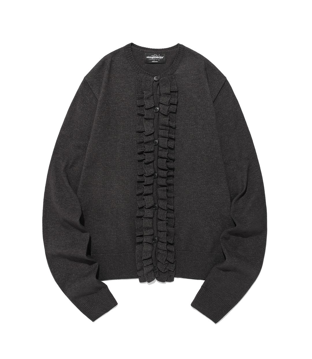 frill knit cardigan[charcoal]