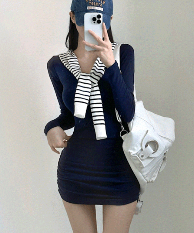 [ 몸매 보정 ] 비너스 브이넥 셔링 골반 생성 쫀쫀 글램 미니 원피스