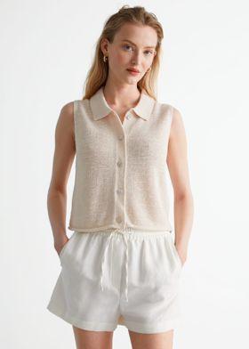 크롭 슬리브리스 가디건