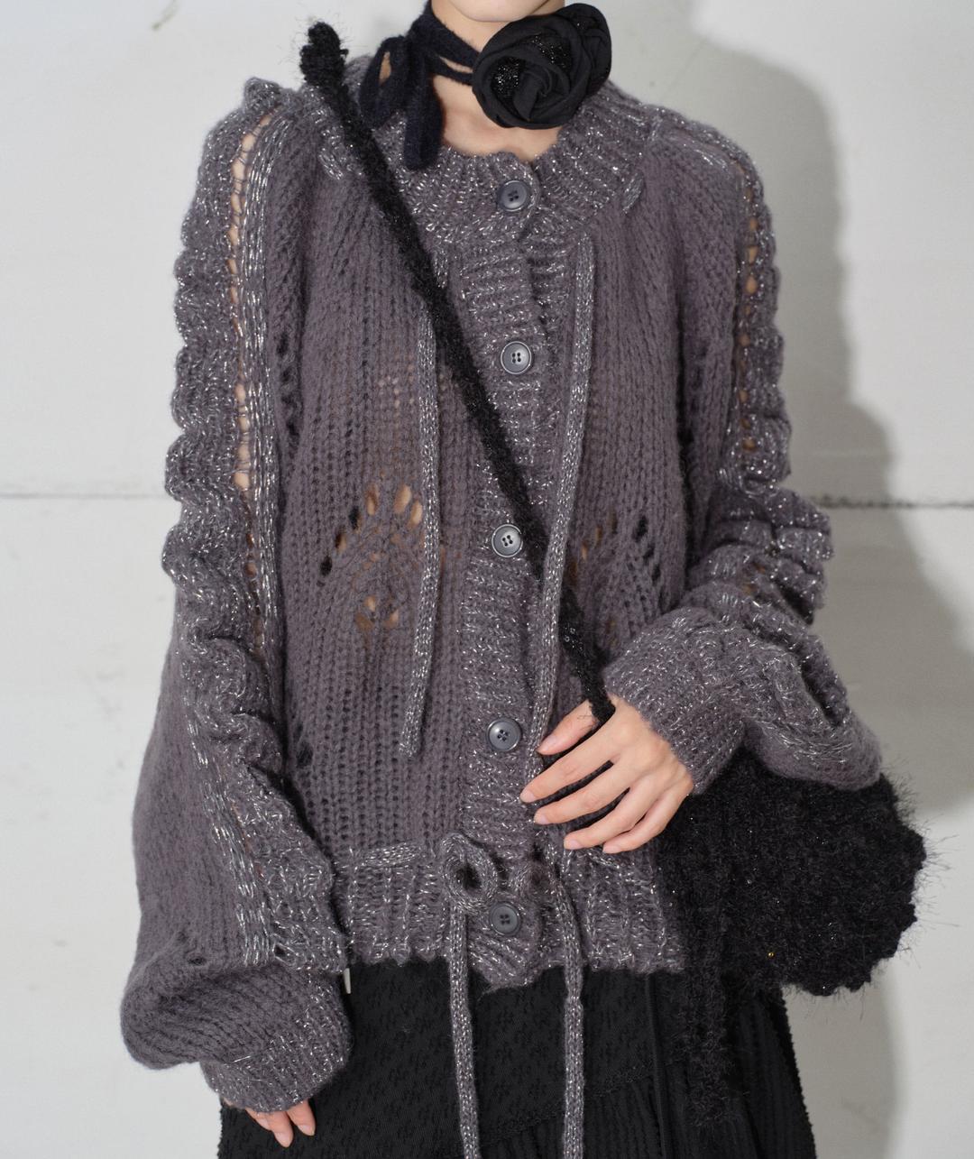 Glittered Knit Cardigan [Charcoal]