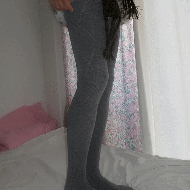 리브 무지 아가일 다이아 펀칭 면스타킹 (3color)