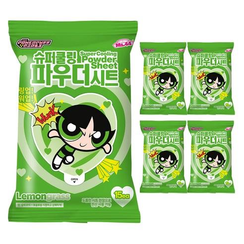 미스사사 슈퍼쿨링 파우더시트 데오드란트 레몬그라스, 87g, 5개