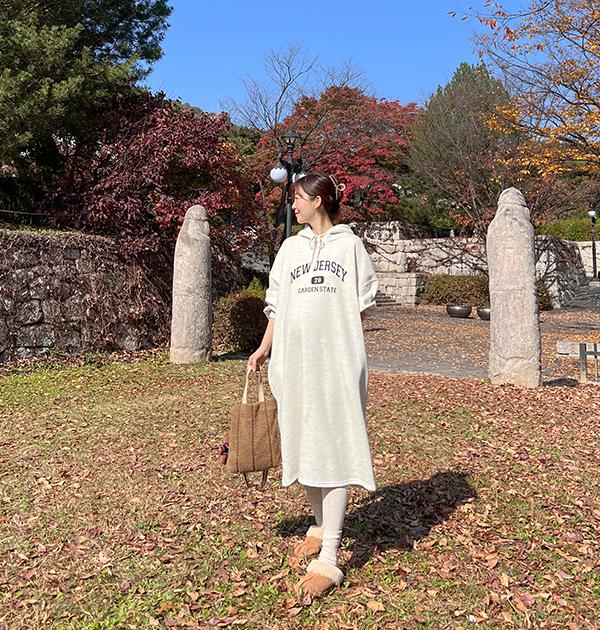 임부복*뽀송 후드 원피스(안감기모)