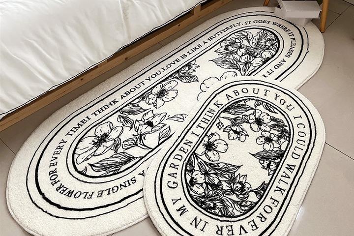 로맨틱가든 타원 플라워 발매트 미끄럼방지 침실 거실 주방 욕실 매트 4size