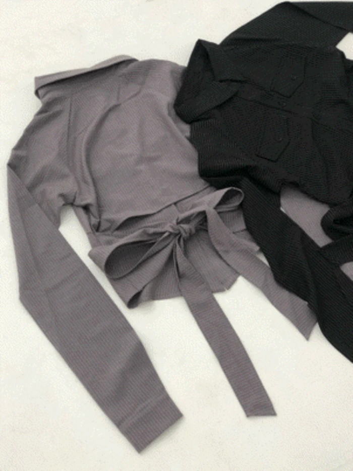 Back Ribbon Stripe Pocket Shirt