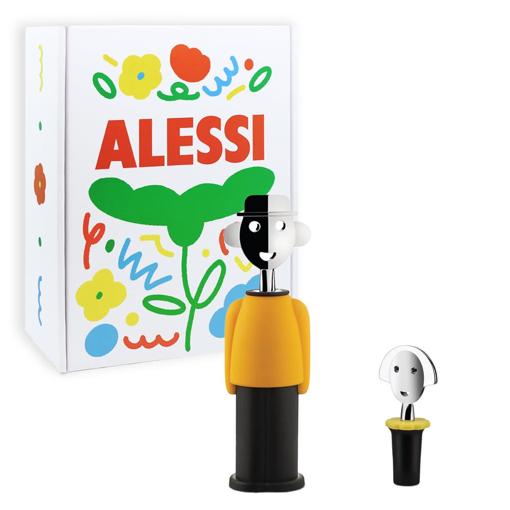 [Alessi] 알레시 알레산드로M + 안나 와인캡2 블랙 기프트 세트