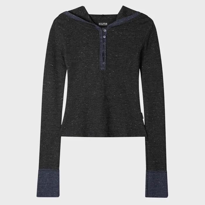 Heather Hoodie Tee Charcoal