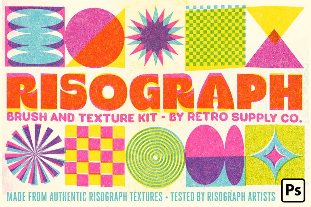 Risograph Brush and Texture Kit for Photoshop - Photoshop Version