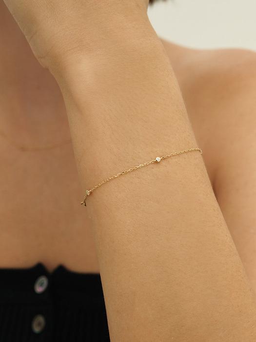 14k 다이아몬드 미니 베젤 포인트 팔찌 (14k골드) #LCB02