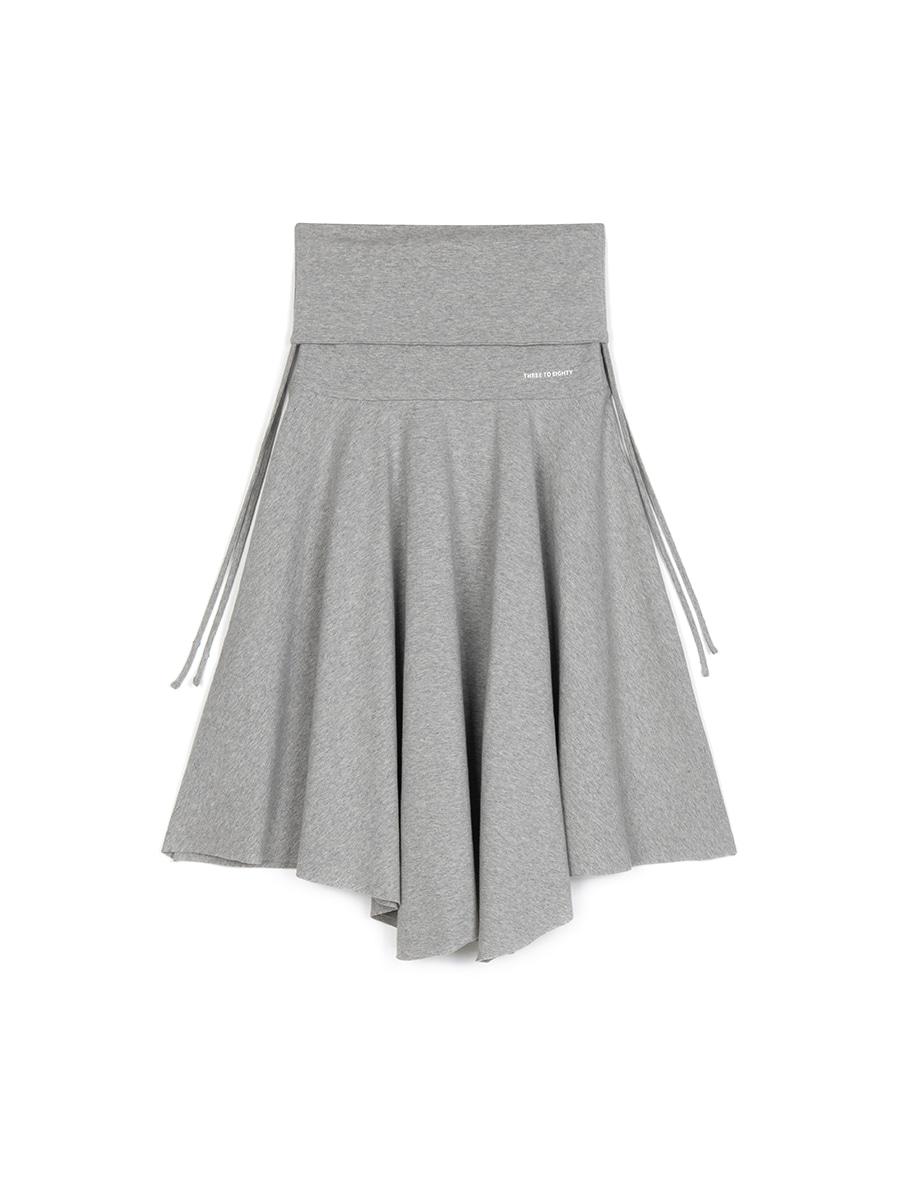 SHIRRING UNBAL JERSEY SKIRT GREY