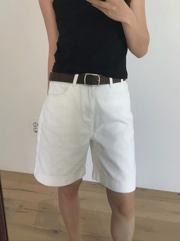 블렘토 화이트 코튼 버뮤다 팬츠