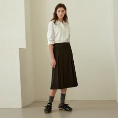 Classic Belt Pleats Skirt (Black)