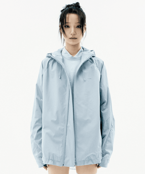 Paneled Crop Shell Jacket / Stone Blue