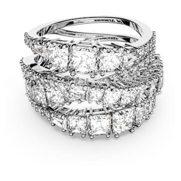 Hyperbola ring, Mixed cuts, White, Rhodium plated