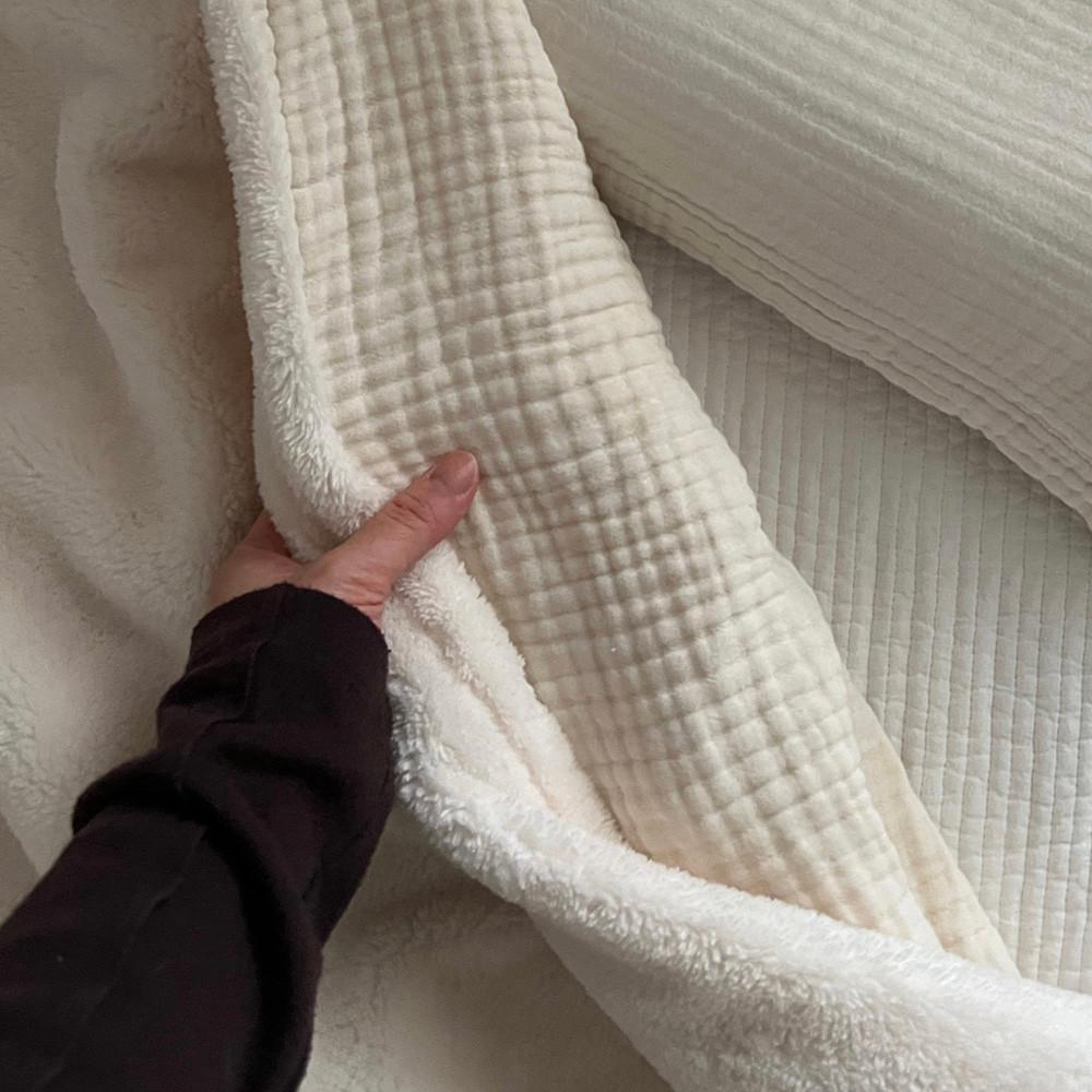 속거즈 극세사 양면 이불(2size) 겨울 털 아기 신생아 외출 담요