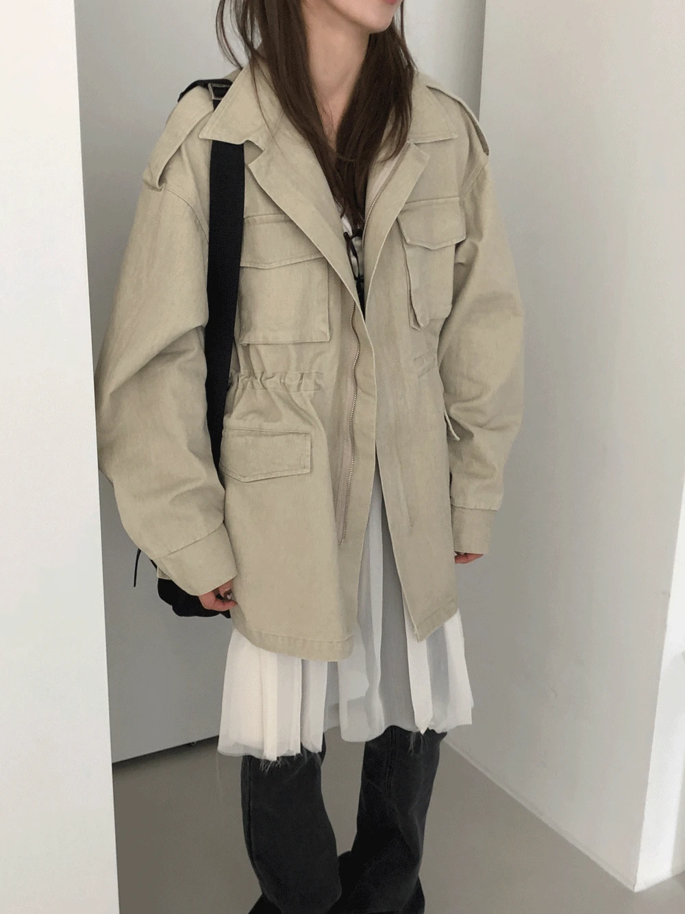 무드 하프 야상 jk