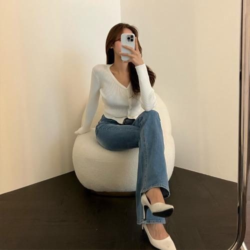 사선 니트 가디건