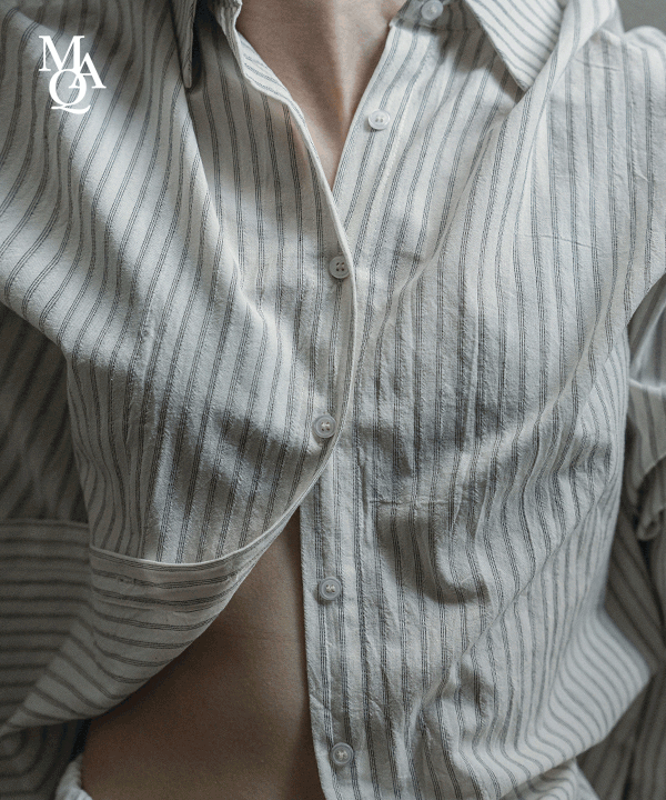 매니크 [MNQ MADE] 에이라 스트라이프 오버핏 썸머 셔츠