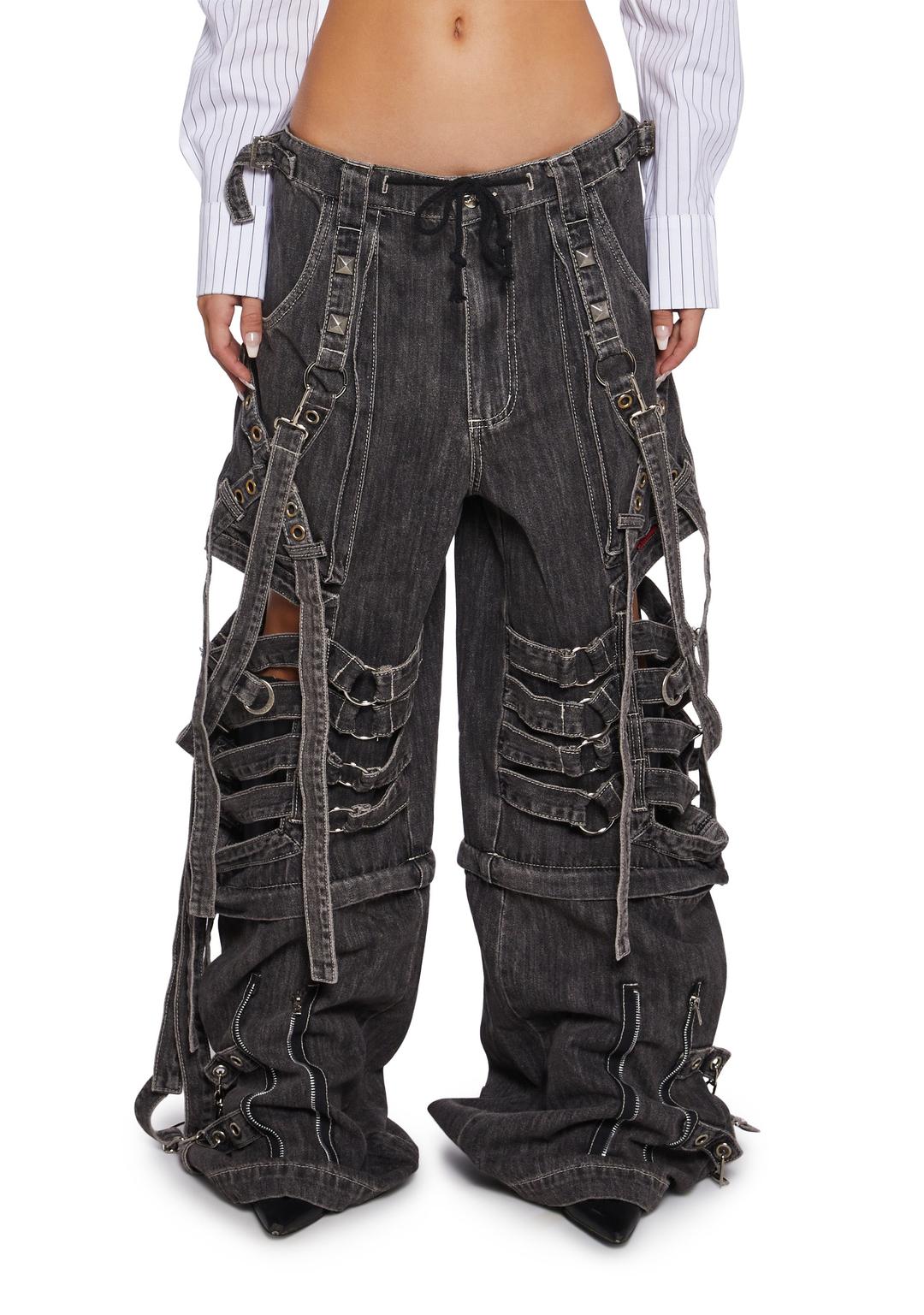 Super Cut Out Wide Leg Pants - Black - BLACK / X-Small