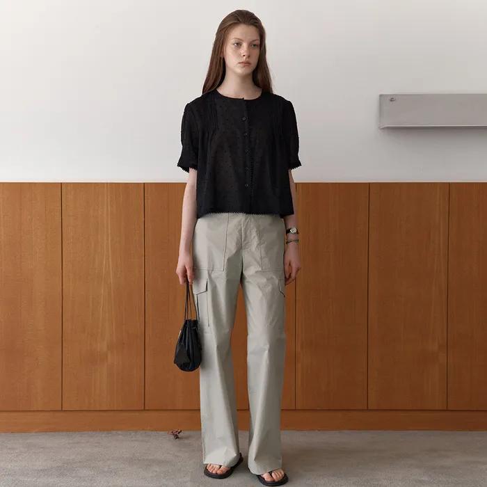 [7/4 순차 발송] 2nd / pintuck lace half blouse - black