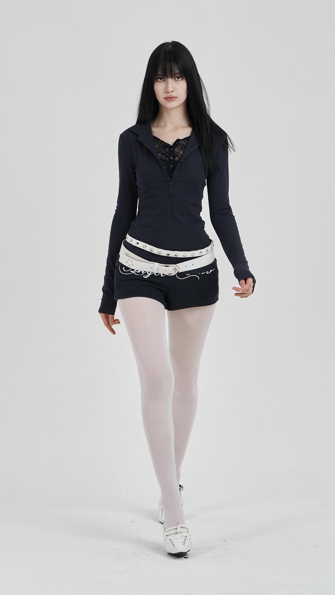 NavyLace layered longsleevepolo shirts